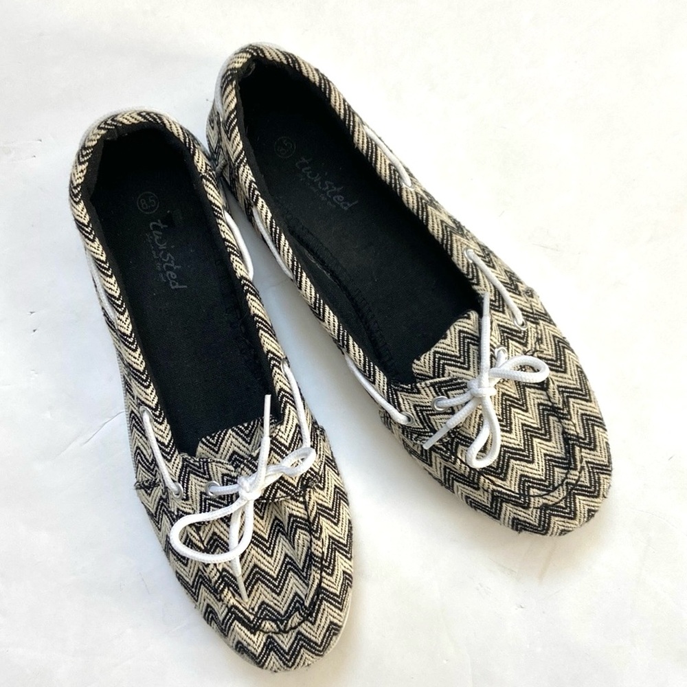 Twisted Bonnie Chevron Print Boat Shoes
